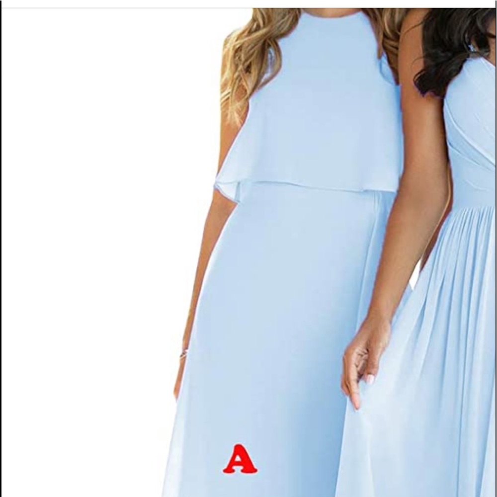 Sky blue Floor length Chiffon highneck semi formal